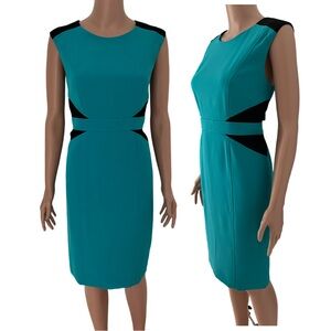 KASPER blue and black dress.